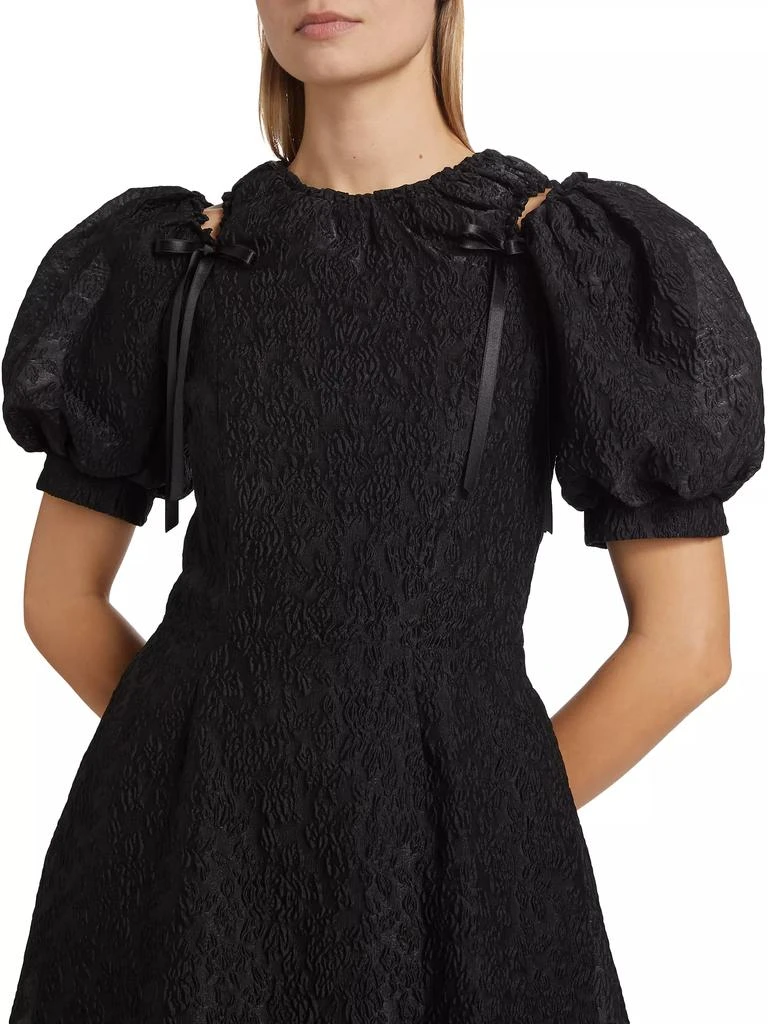 Simone Rocha Cloqué Puff-Sleeve A-Line Midi-Dress 6