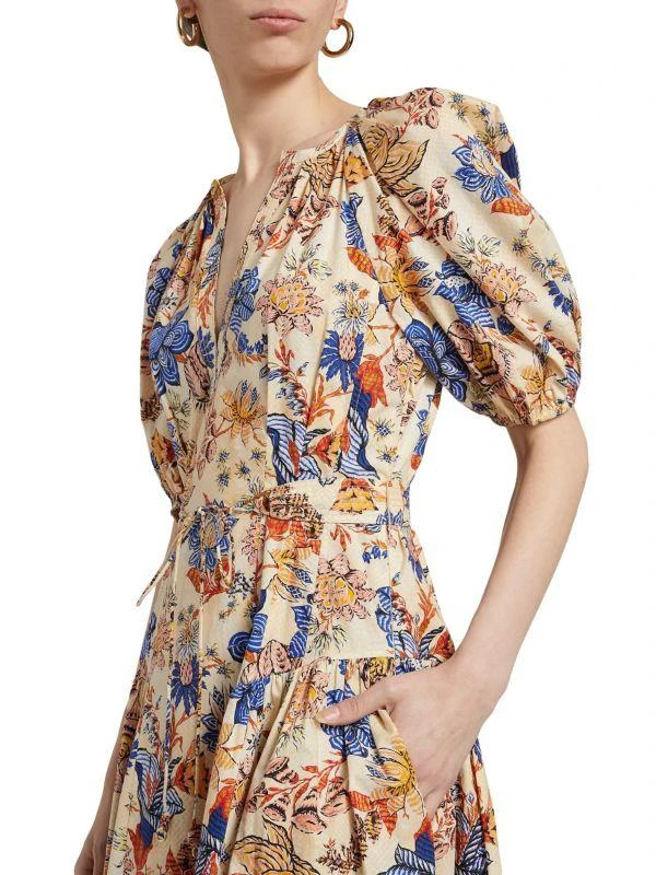 Ulla Johnson Carina Floral Cotton Tie-Waist Midi-Dress 4