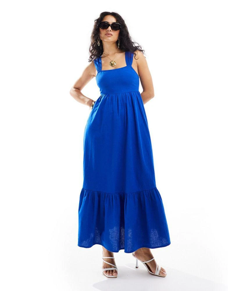 New Look New Look tiered midi sundress in bright blue 1