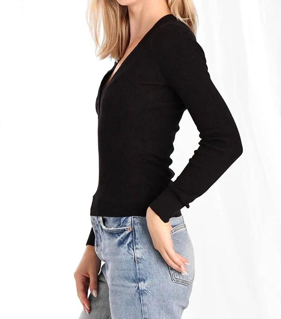 Minnie Rose Minnie Rose - Fine Silk/Cashmere Henley Long Sleeve Top 2
