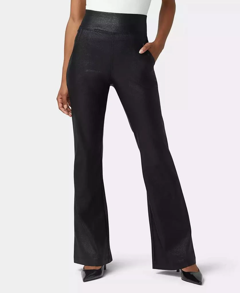Hue Women's High Rise Shimmer Flare Leggings Pants 1