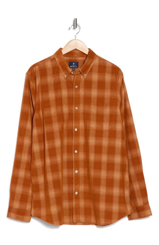 Ben Sherman Ombré Check Corduroy Flannel Button-Up Shirt 3