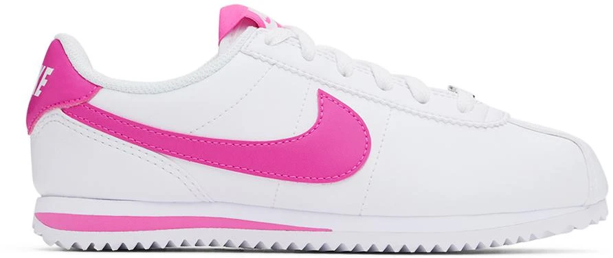 NIKE Kids White & Pink Cortez Sneakers 1