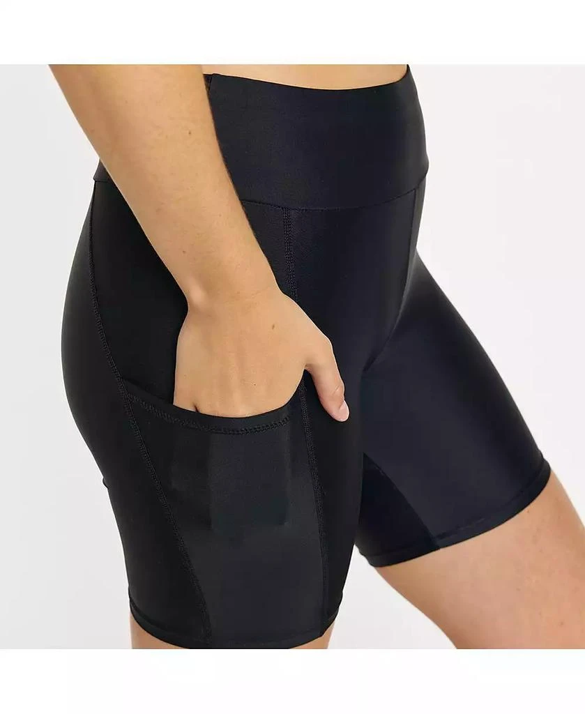 Calypsa Plus Size Mid-Thigh Swim Shorts With Pockets 2