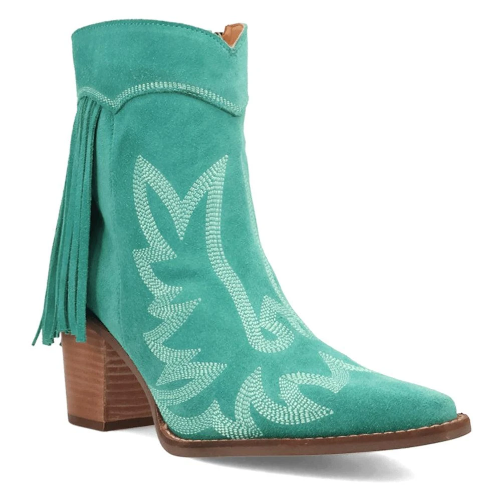 Dingo Wild Sage Fringe Snip Toe Zippered Cowboy Booties 2