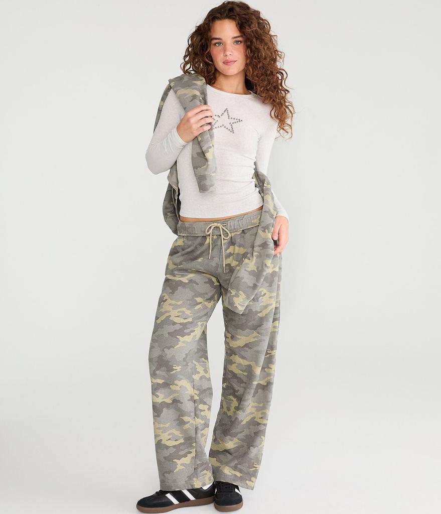 Aeropostale Cloud Soft Camo High-Rise Straight Leg Sweatpants