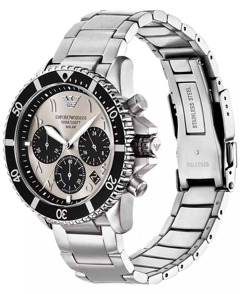 Emporio Armani Men's World Explorer Solar-Powered Chronograph Stainless Steel Watch, 43.5mm 4