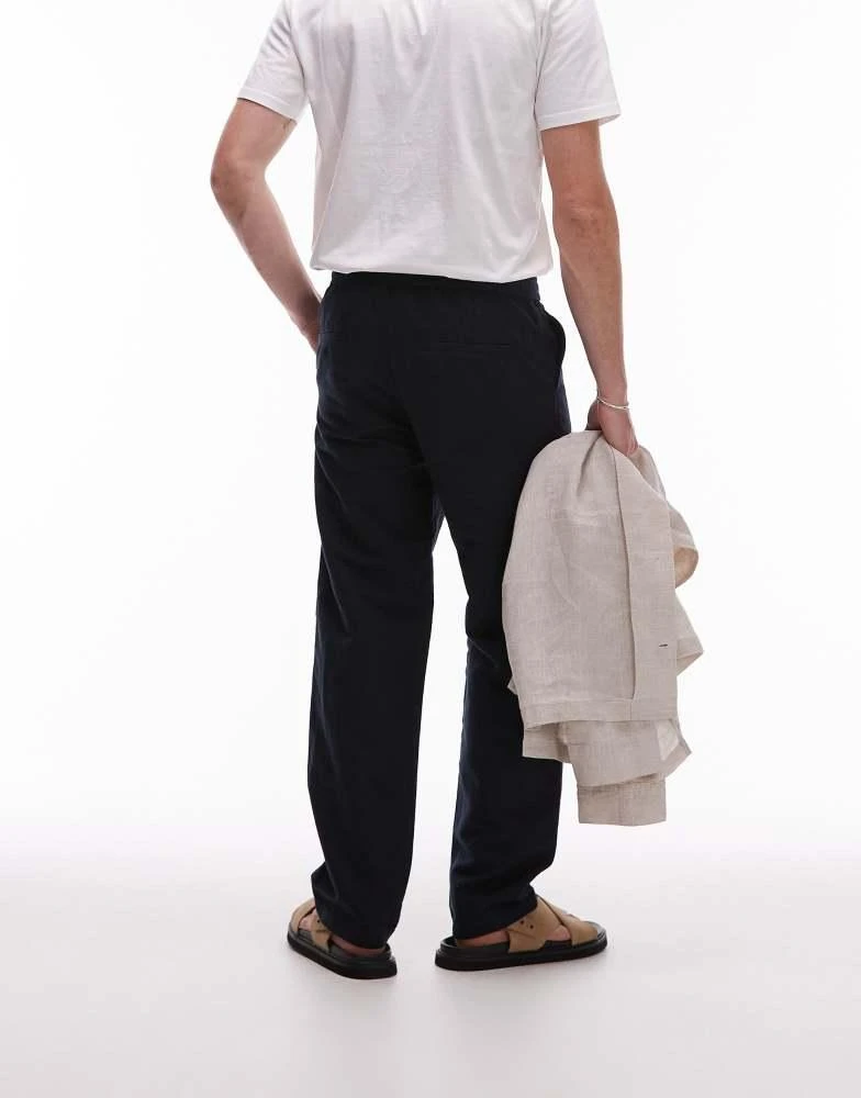 ARKET ARKET linen blend trousers in navy blue 2