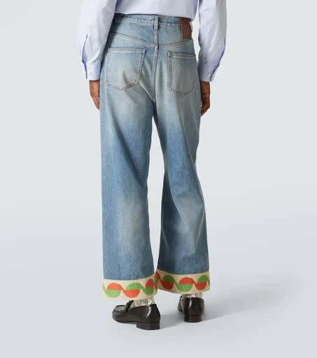 Valentino Jacquard-trimmed wide-leg jeans 4