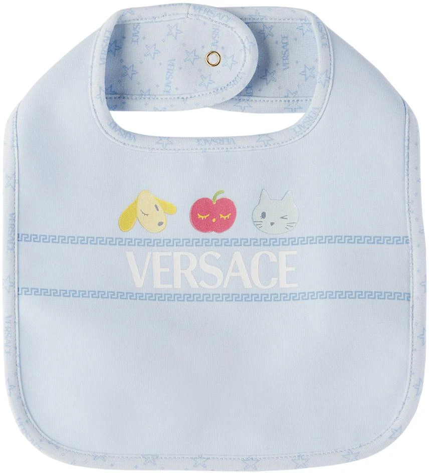 Versace Baby Blue 'Versace Morning' Jumpsuit & Bib Set 3