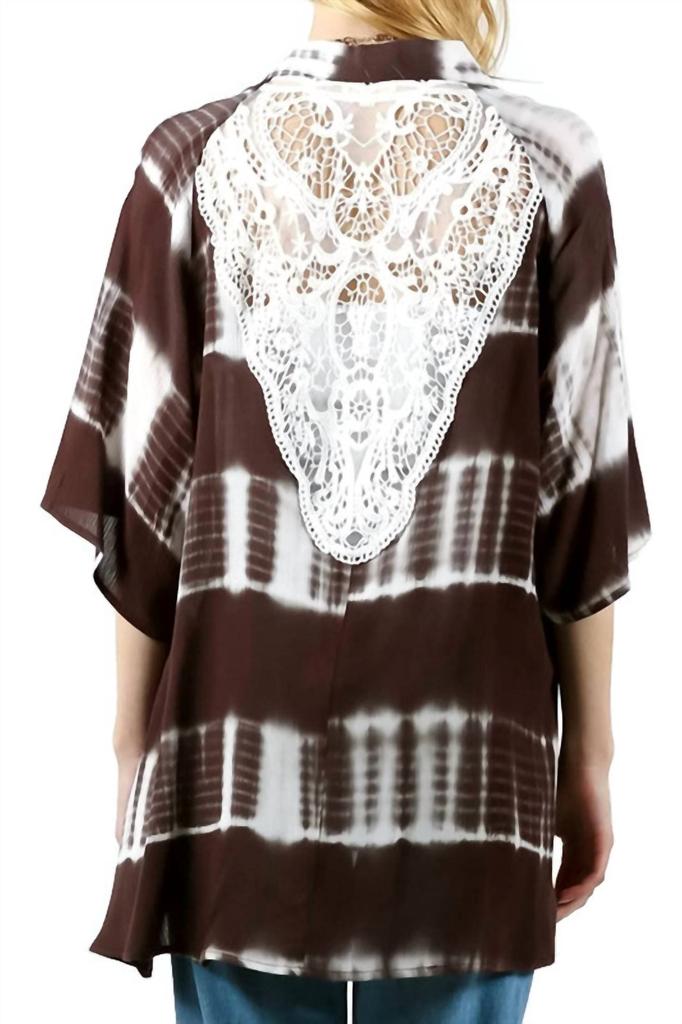 Kori Kori - Tie Dye Lace Crochet Back Kimono