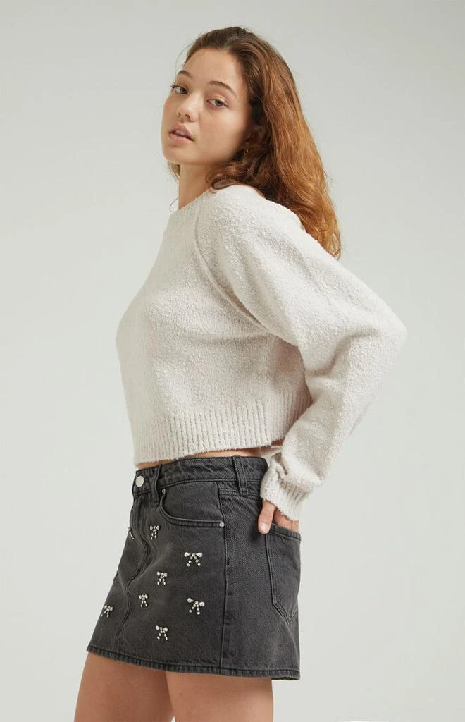 PacSun Bow Rhinestone Mid Rise Denim Mini Skirt 2