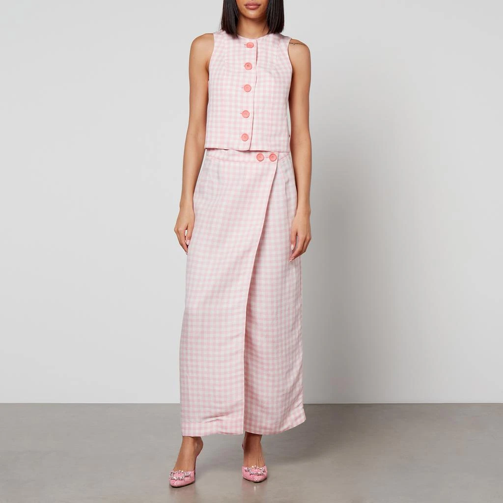 Sleeper Sleeper Lili Marleen Gingham Linen-Blend Skirt 3