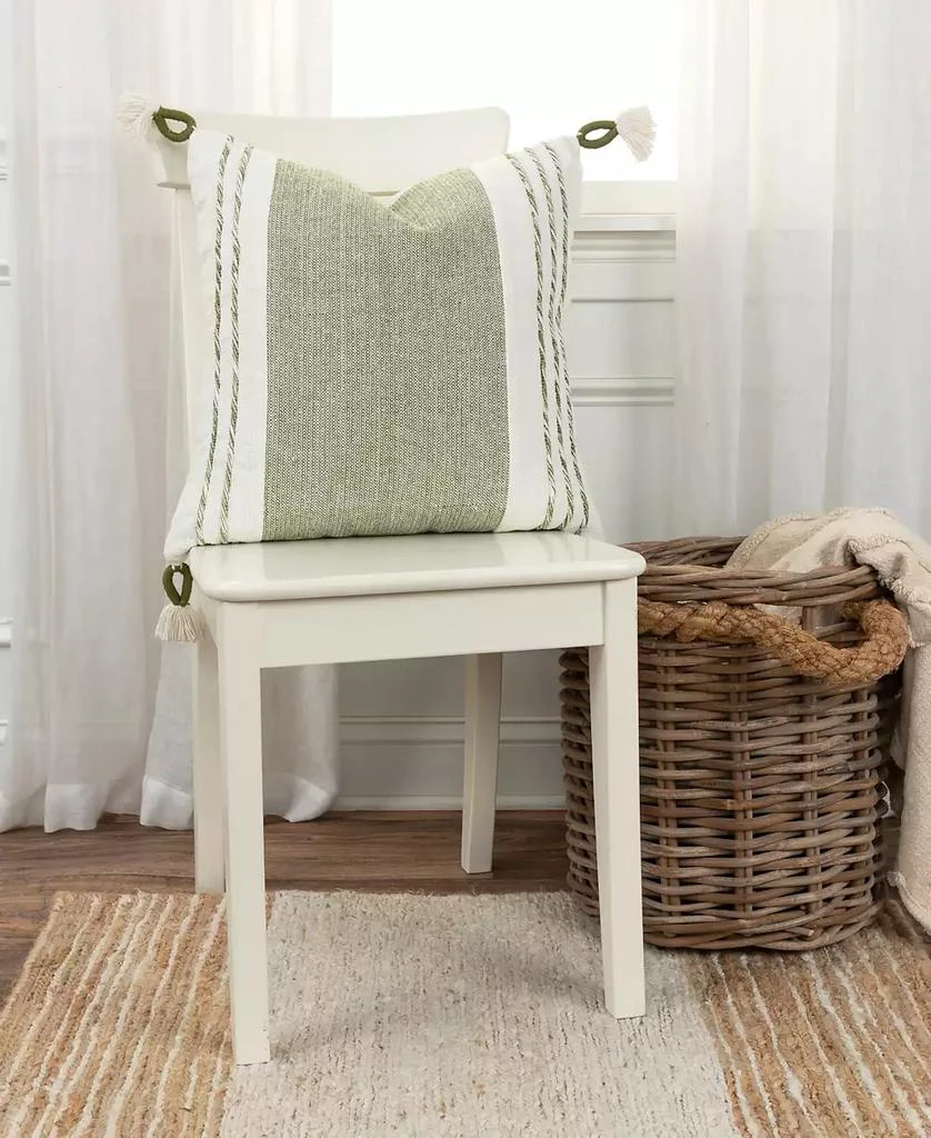 Rizzy Home Modern Stripe Tassal Decorative Pillow, 20" X 20"