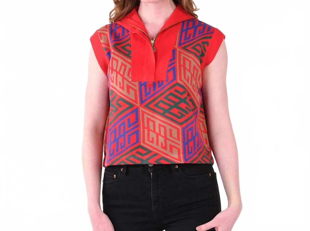 Emily McCarthy Poppy Pullover Sweater Vest In Vintage Monogram