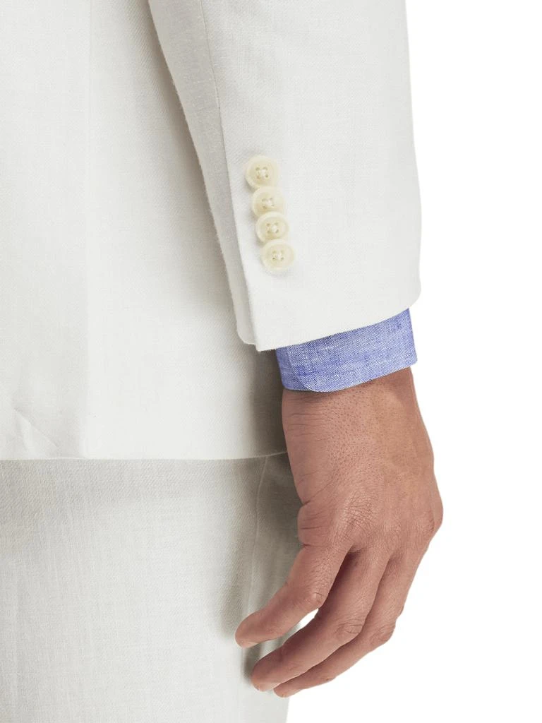 Paul Fredrick Linen Blend Double Breasted Peak Lapel Suit Jacket 3