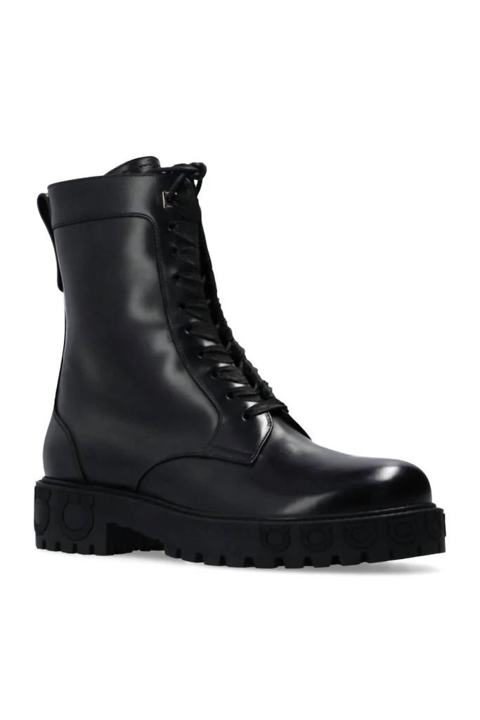 Salvatore Ferragamo Women
s Leather Combat Boots In Black 1