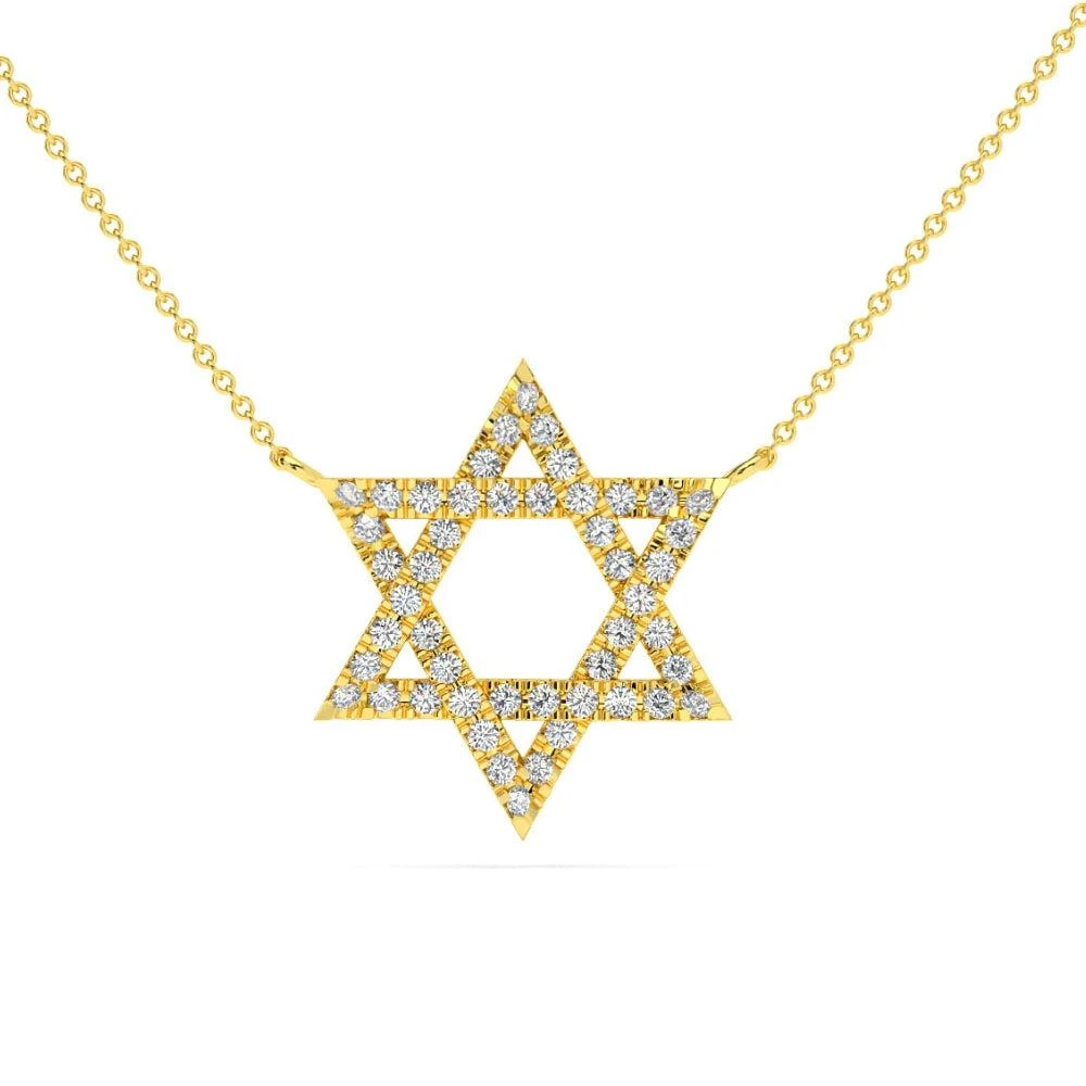 Pompeii3 1Ct TW Diamond Jewish Star Pendant 14k Gold Lab Grown Necklace 1" Tall 4