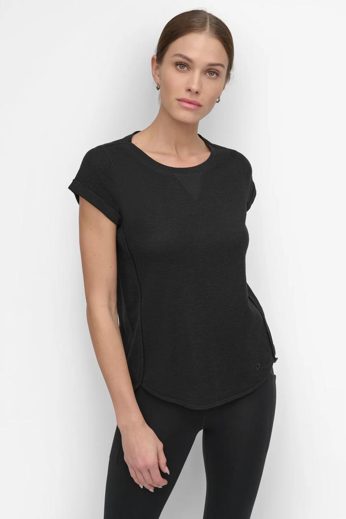DKNY SLUB WAFFLE-KNIT TEE