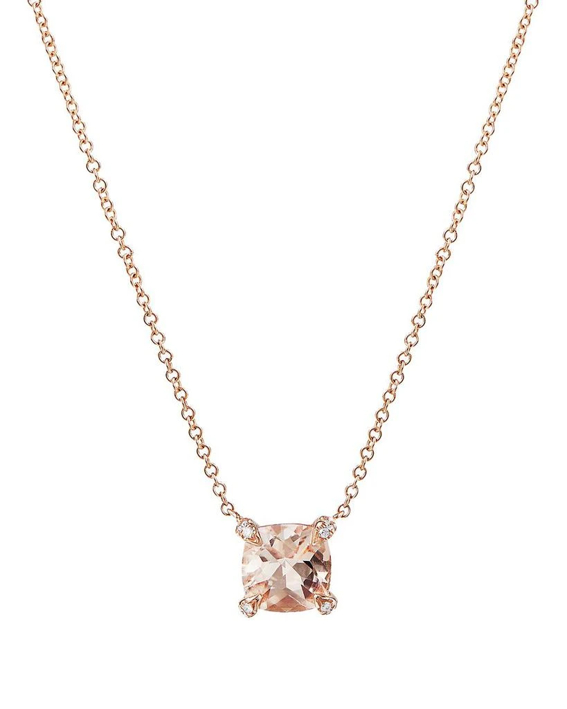 David Yurman Châtelaine® Pendant Necklace with Morganite and Diamonds in 18K Rose Gold, 16"-18" 1
