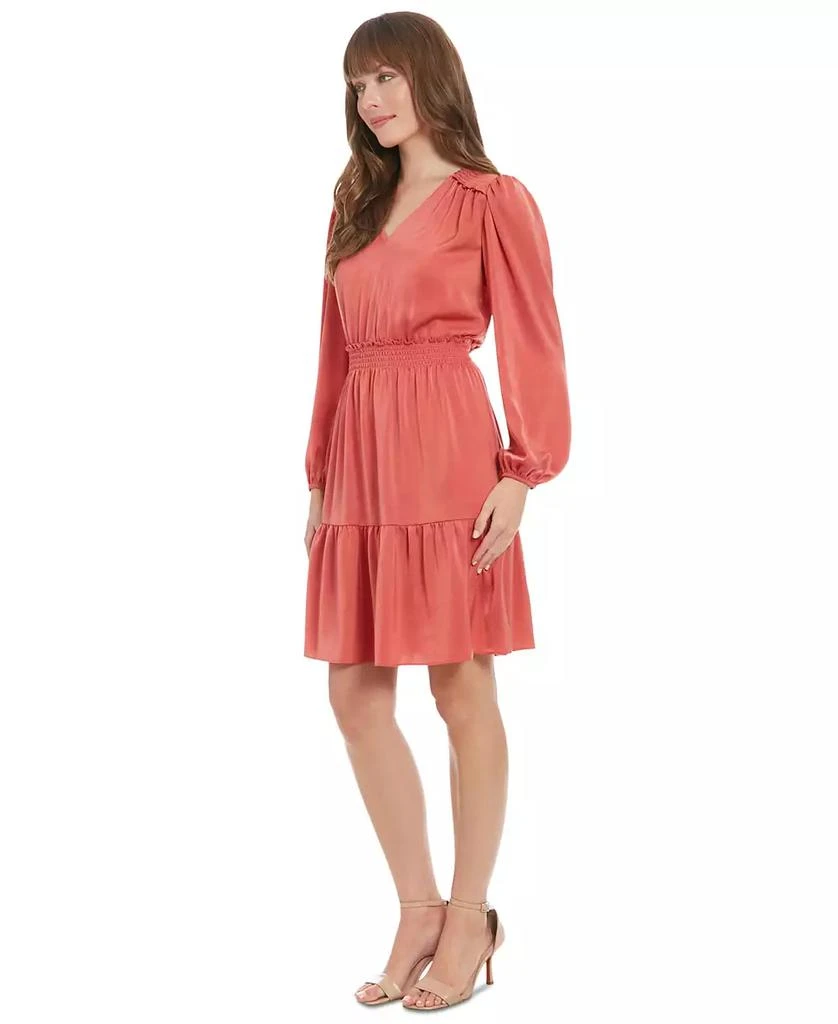 London Times Petite Smocked-Waist Ruffled-Hem Dress 3