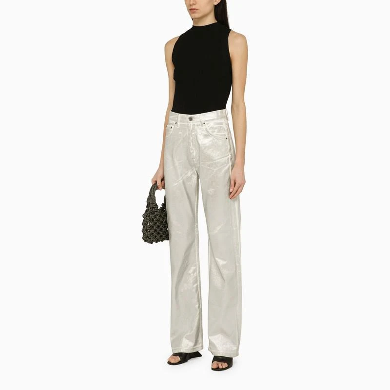 ROTATE Birger Christensen Silver pants in organic denim 2