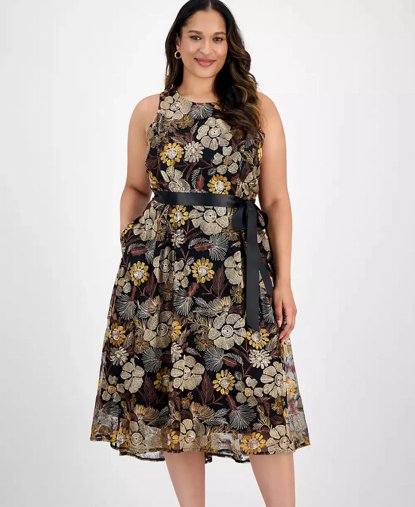 sachin and babi light blue dress Elara Plus Size Embroidered Floral Maxi Dress main image 1