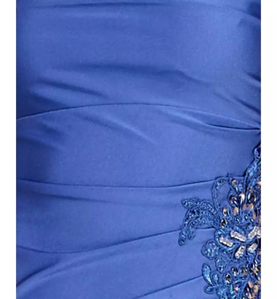 City Studios Juniors
 Drape Neck Side Ruffle Gown 5