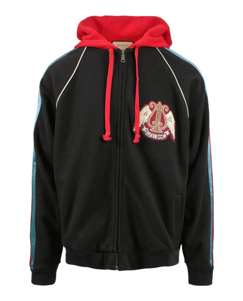 Gucci Patch Zipped Cotton Hoodie 1