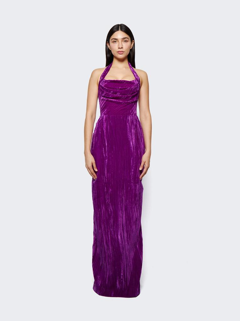 RASARIO Draped Velvet Maxi Dress