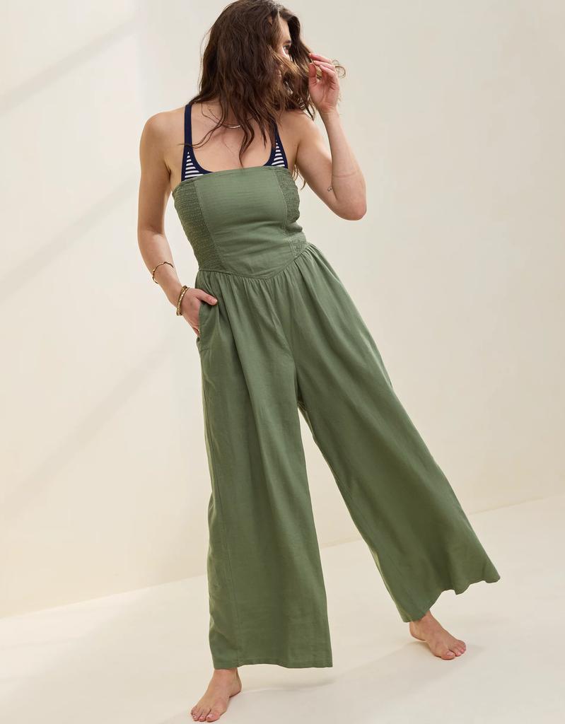 Aerie Aerie Strapless Smocked Jumpsuit