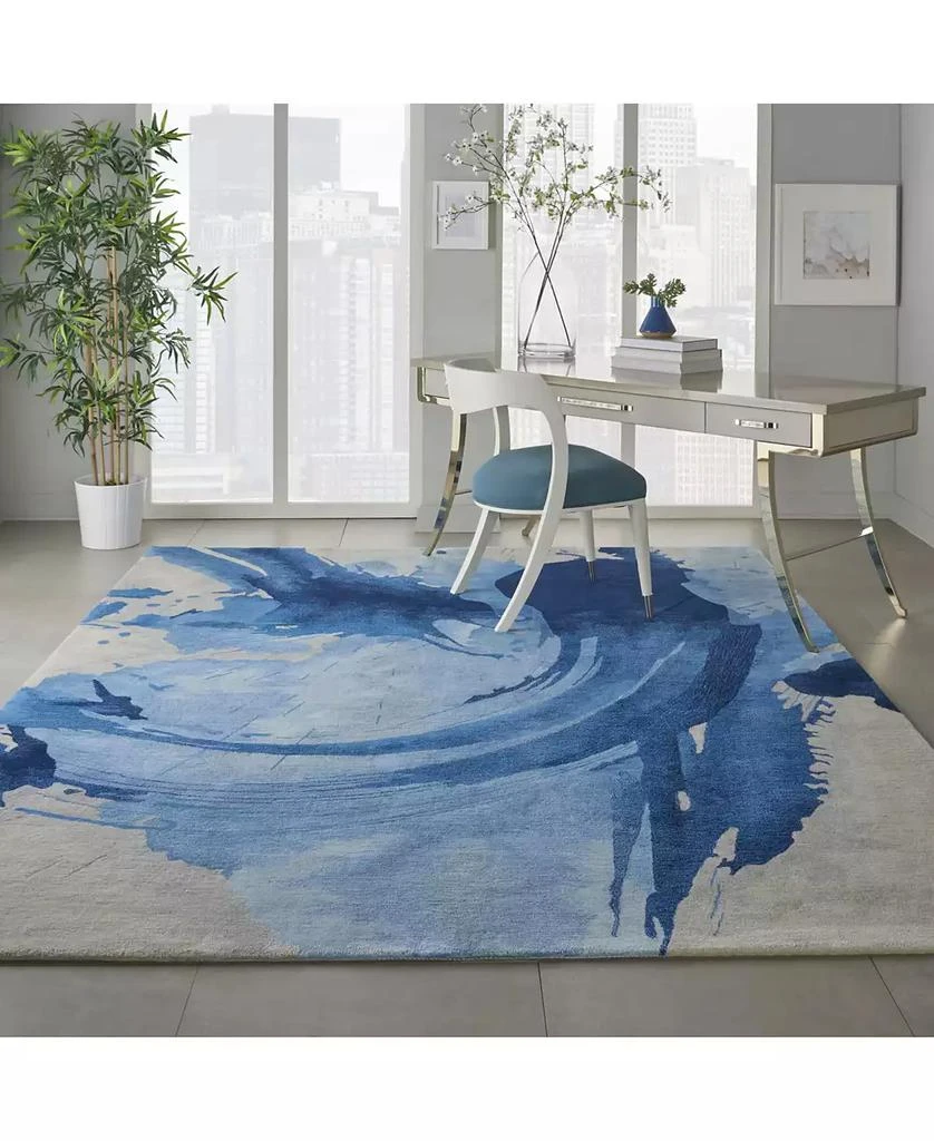 Nourison Symmetry SMM01 Blue and Ivory 3'9" x 5'9" Area Rug 4