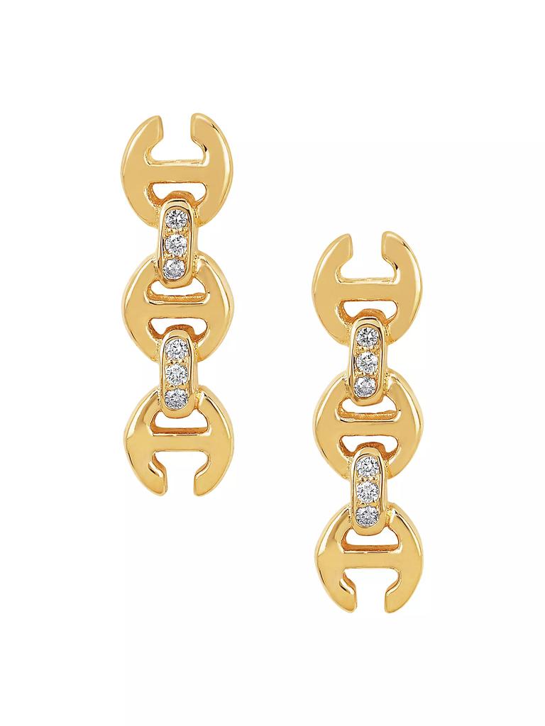 Hoorsenbuhs Tri-Link 18K Yellow Gold & Diamond Stud Earrings