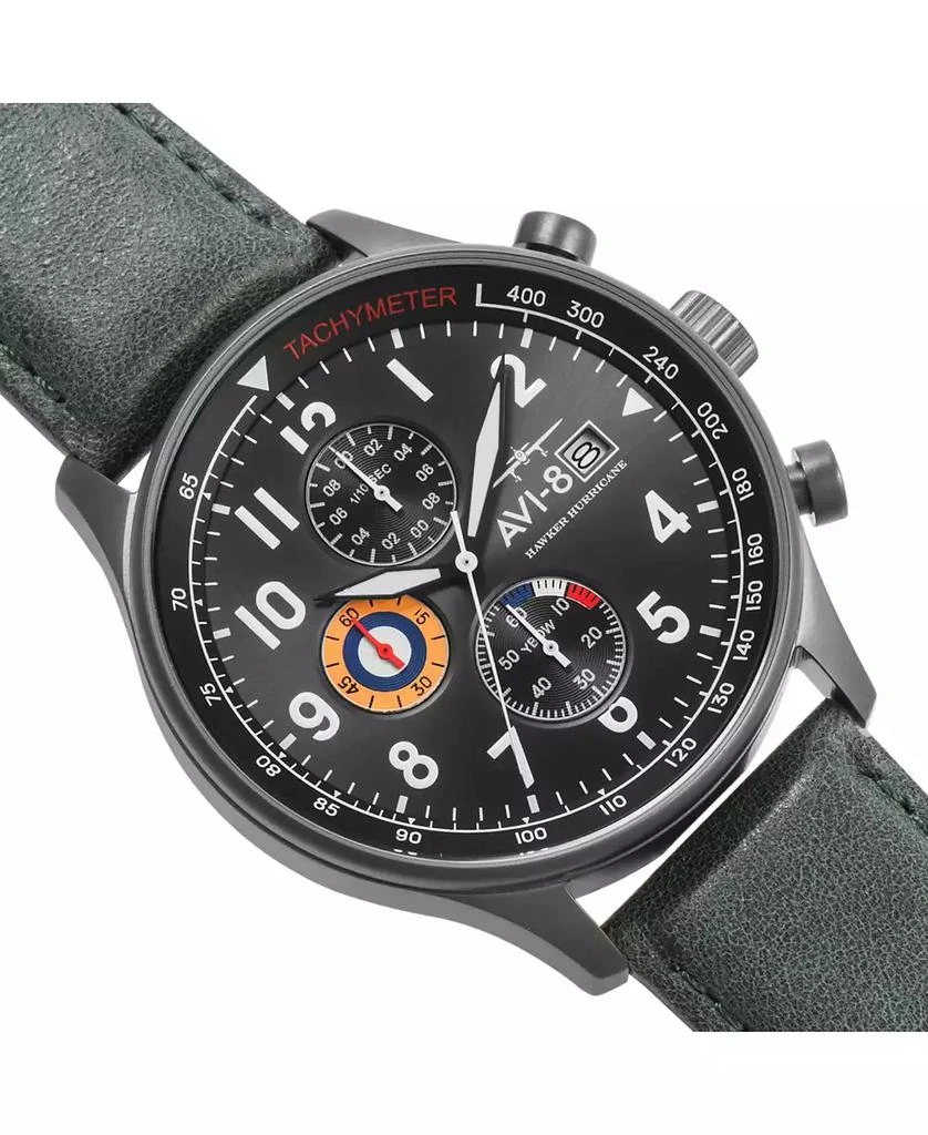AVI-8 Men's Hawker Hurricane Chronograph Dark Green Genuine Leather Strap Watch 1