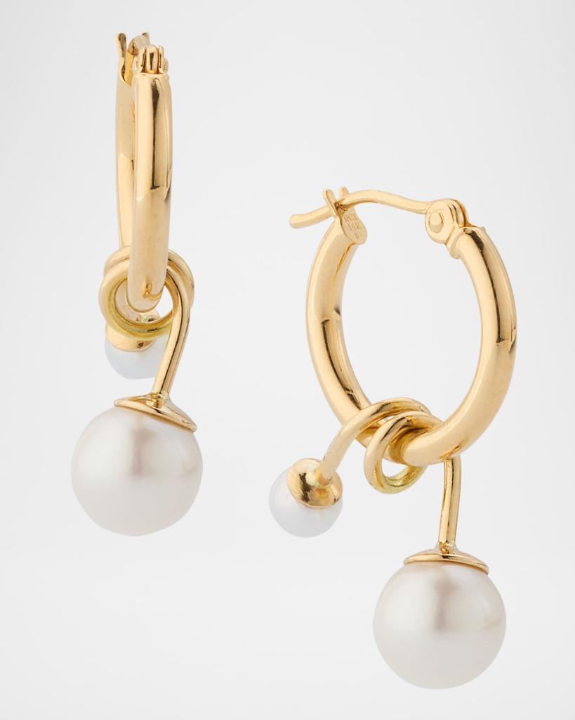 POPPY FINCH Hoop Earrings with Swirl Pearl Dangles