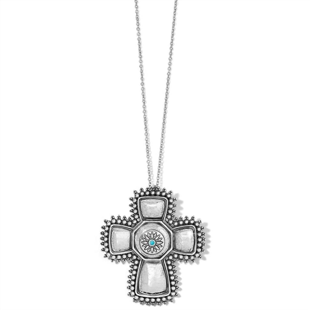 Brighton Women's Telluride West Cross Necklace In Silver-Turquoise