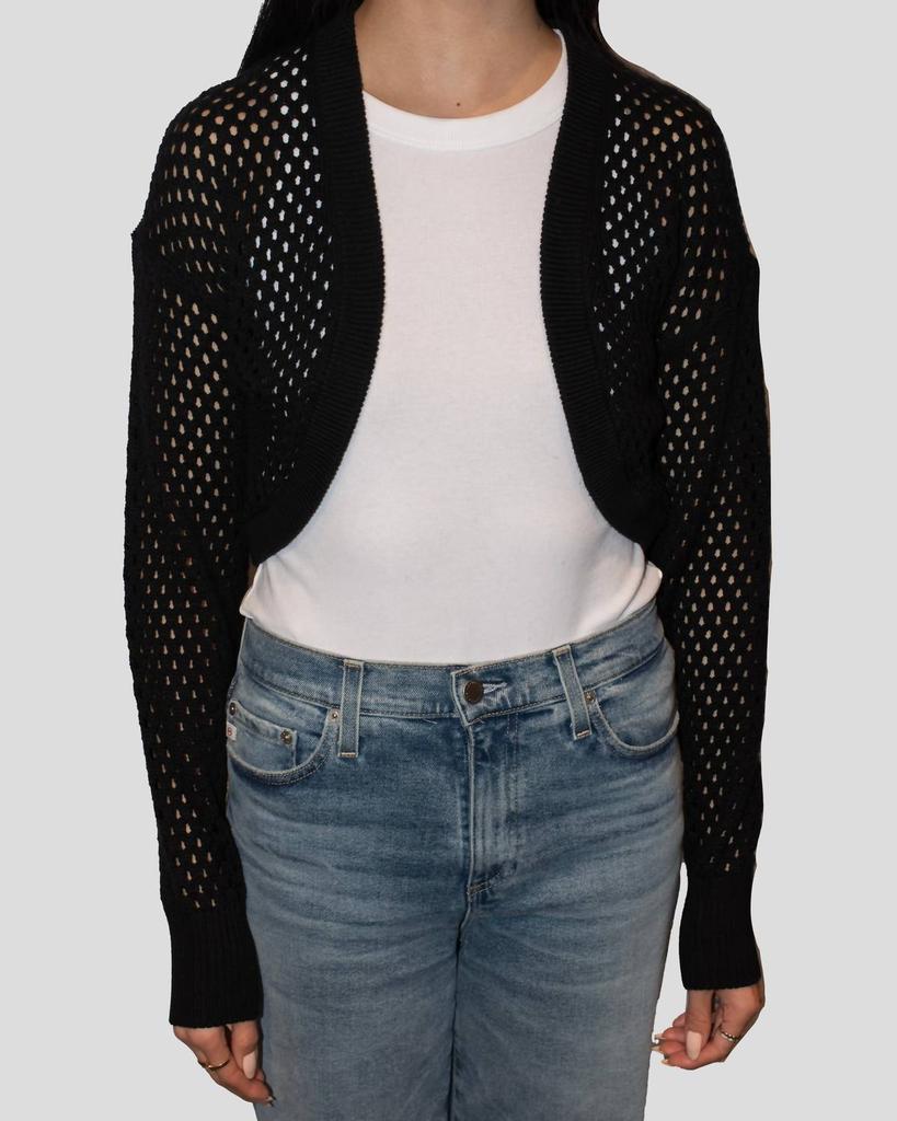 Autumn Cashmere Mesh Knit Shrug Sweater In Black