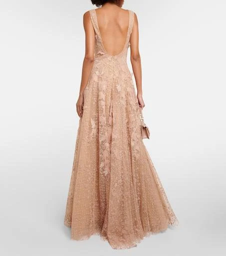 Costarellos Appliqué tulle gown 3