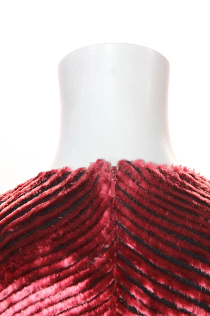 J. Mendel Womens Long Sleeve V Neck Chevron Fringe Dress Orange Black 4