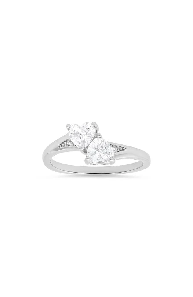 Queen Jewels Sterling Silver Double Heart Cubic Zirconia Ring