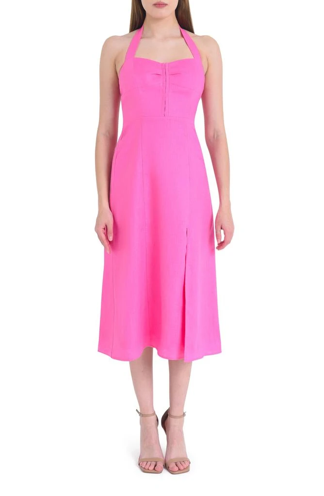 Wayf Simone Halter Neck Linen Midi Dress 1