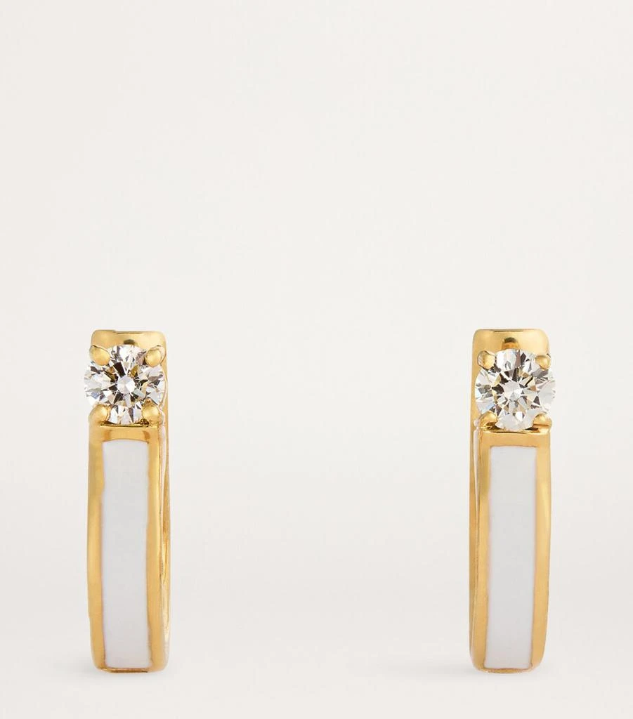 Melissa Kaye Yellow Gold, Diamond and Enamel Honey Hoop Earrings 3