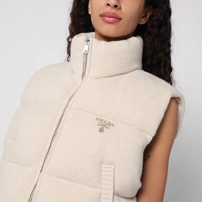 Prada Ivory wool and cashmere vest down jacket 5