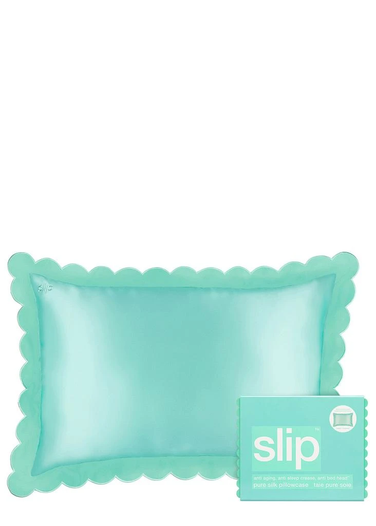 Slip Pure Silk Queen Pillowcase With Scalloped Edge - Turquoise 1