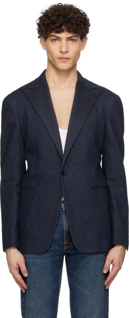 RRL Navy Tuxedo Denim Blazer