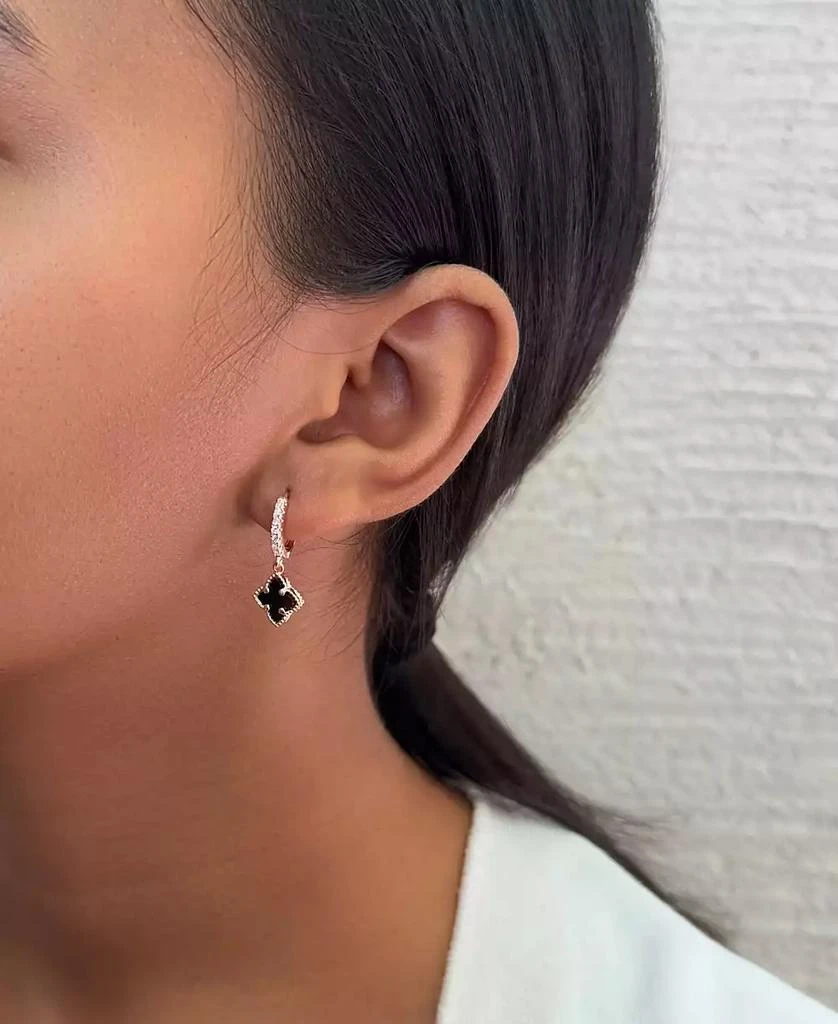 ADORNIA Rose Gold CZ Black Clover Huggie Set 5