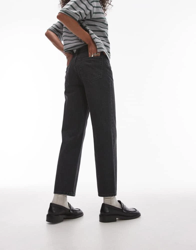 Topshop Topshop Runway mid rise straight cropped jean in washed black 5