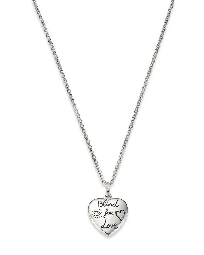 Gucci Sterling Silver Blind for Love Engraved Pendant Necklace, 17"