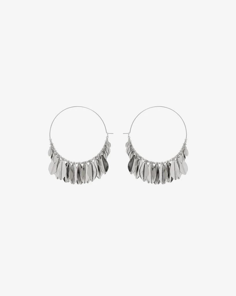 ISABEL MARANT ISABEL MARANT, METAL SHINY LEAF HOOP EARRINGS - Women - Silver - OneSize 1