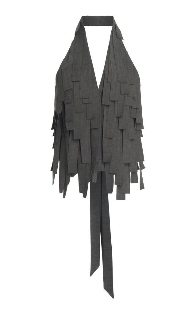 A.W.A.K.E. MODE A.W.A.K.E. MODE - Ribbon-Fringed Halter Vest - Grey - FR 40 - Moda Operandi